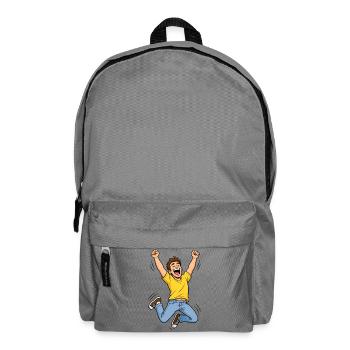 Jubilant Man in the Jump – Comic Winner Success - Backpack - elephant grey - Front