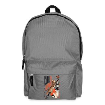 Catch It Anyway – Dynamic Bengal Cat Jump - Backpack - elephant grey - Front