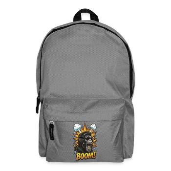 Cool chimpanzee with headphones comic design - Backpack - elephant grey - Front