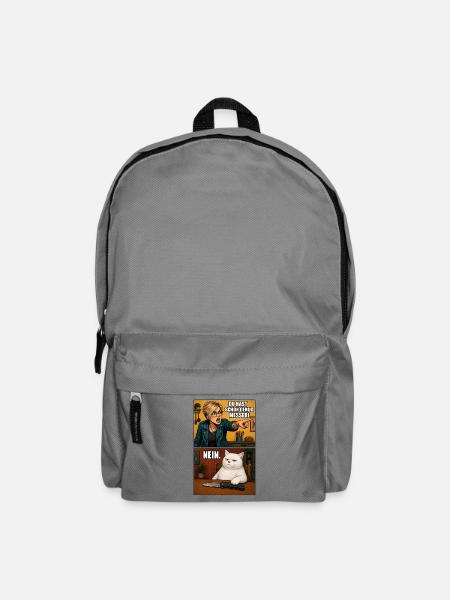 Küchenkonfrontation: Mutige Chefin vs Katze - Rucksack - Mittelgrau