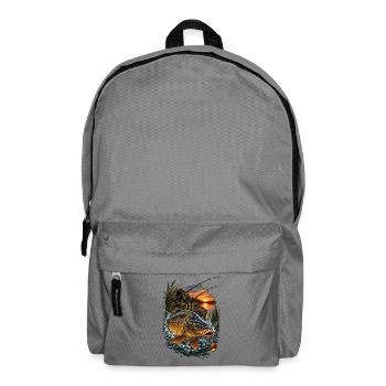 Carp jump in the evening lake - Backpack - elephant grey - Front