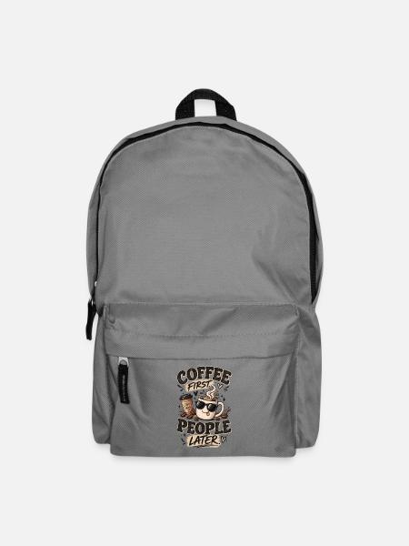 Erst Kaffee, Menschen später – Lustiger Kaffeeliebhaber - Rucksack - Mittelgrau