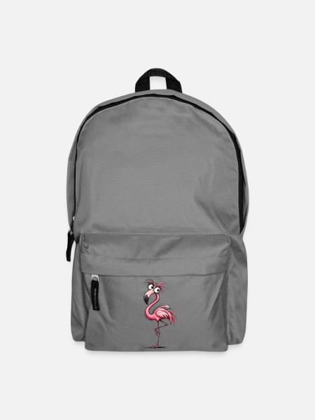 Flamingo Karikatur Pink Groove - Rucksack - Mittelgrau