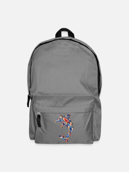 Patchwork-Delfin mit Blumenkraft - Rucksack - Mittelgrau