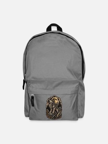 Mondwolf im Wald - Rucksack - Mittelgrau