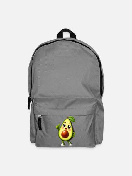 Fröhliches Avocado-Maskottchen - Rucksack - Mittelgrau