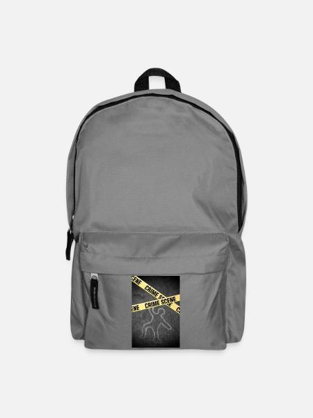 Eine Umriss einer Person auf einer Straße. Mord? - Rucksack - Mittelgrau