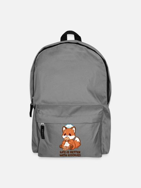 Verspielter Fuchs isst Cookies mit Kochmütze - Rucksack - Mittelgrau