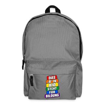 Das B in AfD steht für Bildung – Satire - Rucksack - Mittelgrau - Vorne