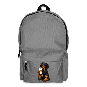 Beauceron mit Latte Macchiato - Rucksack - Mittelgrau - Vorne