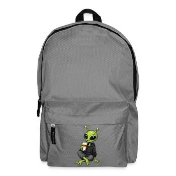 Alien mit Latte Macchiato - Rucksack - Mittelgrau - Vorne