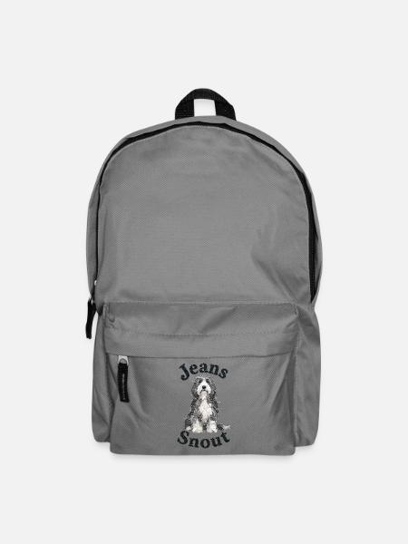 Grauer Bearded Collie im Jeansflicken-Stil - Rucksack - Mittelgrau
