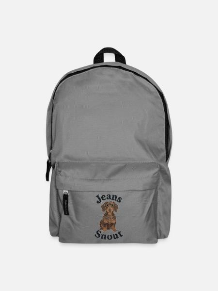 Brauner Kurzhaardackel im Jeansflicken-Stil - Rucksack - Mittelgrau