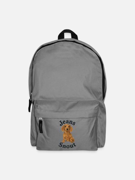 Hellbrauner Kurzhaardackel im Jeansflicken-Stil - Rucksack - Mittelgrau