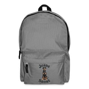 Schwarzer Dobermann im Jeansflicken-Stil - Rucksack - Mittelgrau - Vorne