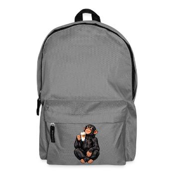 Schimpanse mit Latte Macchiato - Rucksack - Mittelgrau - Vorne