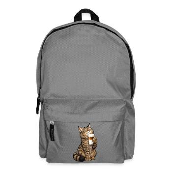 Schottische Wildkatze mit Latte Macchiato - Rucksack - Mittelgrau - Vorne