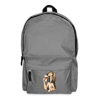 Saluki mit Latte Macchiato - Rucksack - Mittelgrau - Vorne