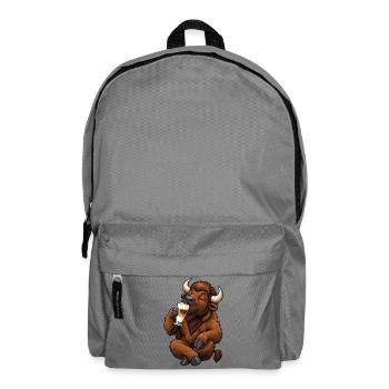  Bison mit Latte Macchiato - Rucksack - Mittelgrau - Vorne
