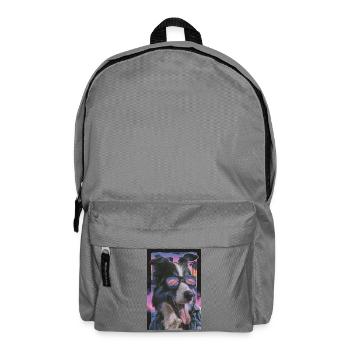 Retro Stil Hund mit Sonnenbrille - Rucksack - Mittelgrau - Vorne