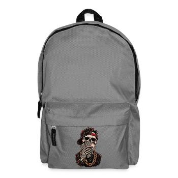Schädel-Hustler mit roter Kappe - Rucksack - Mittelgrau - Vorne