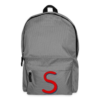 Rotes S mit Schatten-Outline - Rucksack - Mittelgrau - Vorne