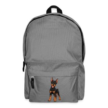 Dobermann Kawaii Style – Süßer eleganter Hund - Rucksack - Mittelgrau - Vorne