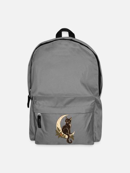Katze im Herbstmond - Rucksack - Mittelgrau