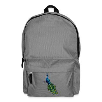 pfauen hahn in Edelblau, vögel,   - Rucksack - Mittelgrau - Vorne