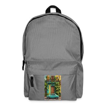 Tropischer Oldtimer im sonnenbeschienenen Innenhof - Rucksack - Mittelgrau - Vorne