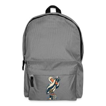 Pelikan mit Fernglas – Maritimes Küstenmotiv - Rucksack - Mittelgrau - Vorne