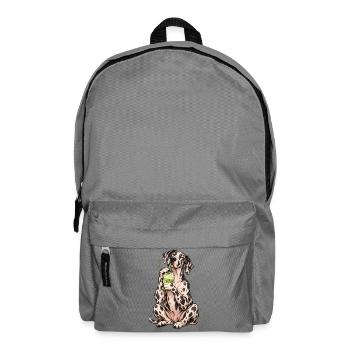 Deutsche Dogge mit Matcha Latte – Kaffeepause - Rucksack - Mittelgrau - Vorne