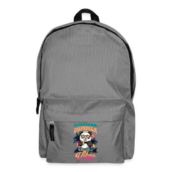 Summer Panda Bear Beer Beach Sea Palm Trees Party - Backpack - elephant grey - Front