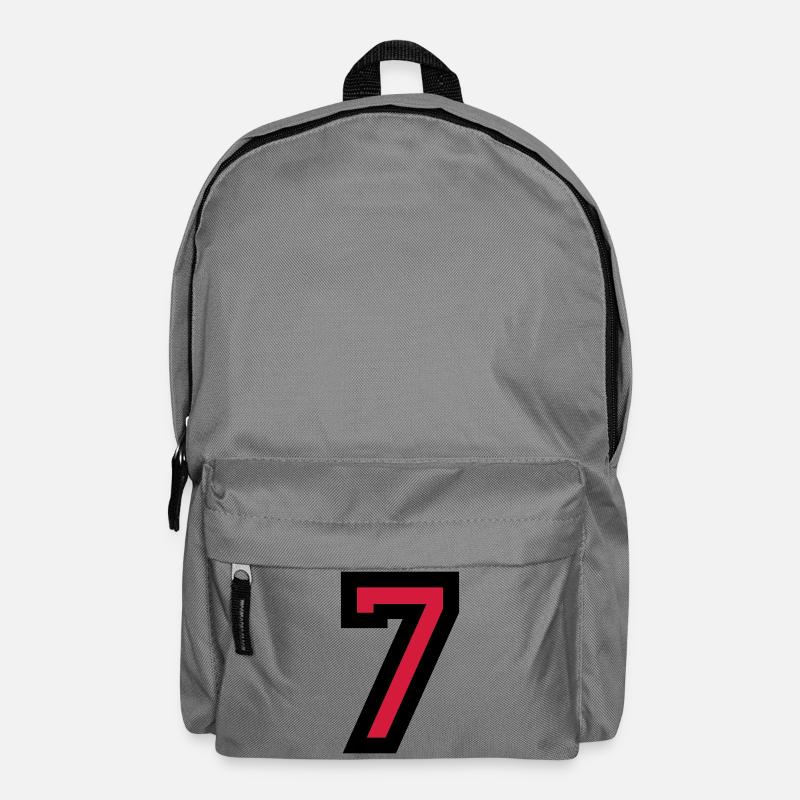 Zahl 7 - Nummer 7 (Rot) Nr. 7 - Rucksack - Mittelgrau