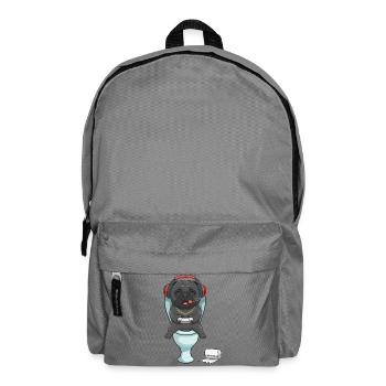 Hardcore Gamer Mops auf der Toilette zockt - Rucksack - Mittelgrau - Vorne