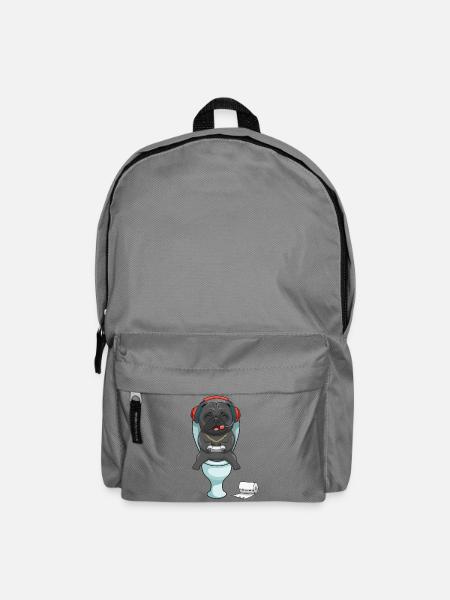Hardcore Gamer Mops auf der Toilette zockt - Rucksack - Mittelgrau