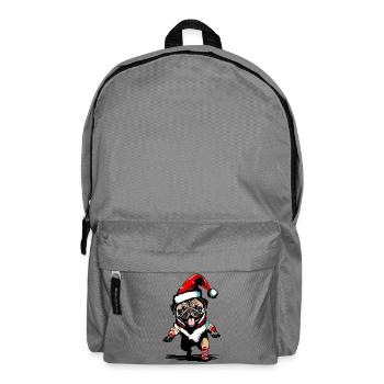 Tanzender Mops mit Weihnachtsmütze - Rucksack - Mittelgrau - Vorne