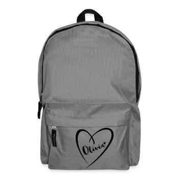 Olivia surname first name in heart frame - Backpack - elephant grey - Front