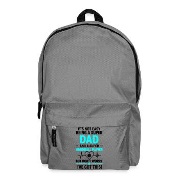 Herz + Handball – Super Papa Handballspieler - Rucksack - Mittelgrau - Vorne