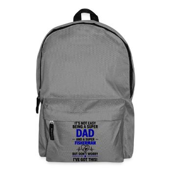 Herz + Angeln – Super Papa Angler - Rucksack - Mittelgrau - Vorne