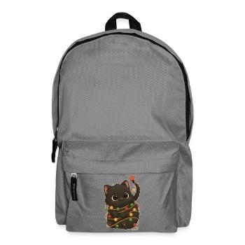 Black Cat Christmas Fairy Lights Funny - Backpack - elephant grey - Front