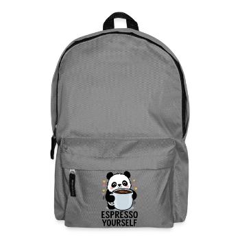 Espresso Yourself – Lustiges Panda-Kaffee Shirt - Rucksack - Mittelgrau - Vorne