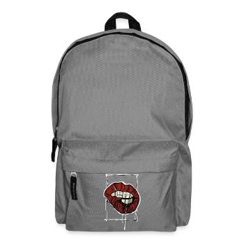 Rote Lippen Grafik Graphische Skizze - Rucksack - Mittelgrau - Vorne