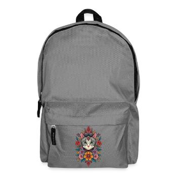 Cat's head in a wreath of flowers - Backpack - elephant grey - Front