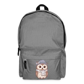 Winter owl with scarf and hat - Backpack - elephant grey - Front