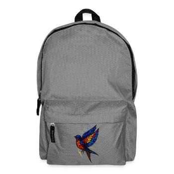 Swallow Stained Glass: Colorful & Poetic Art - Backpack - elephant grey - Front