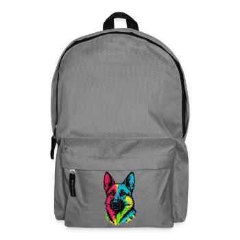 German Shepherd Pop Art Multicolor Dog Portrait - Backpack - elephant grey - Front