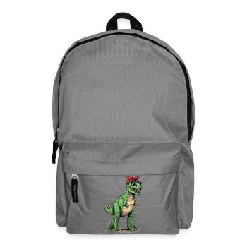 T-Rex Dinosaur T-Shirt Retro Look - Design Mama - Backpack - elephant grey - Front
