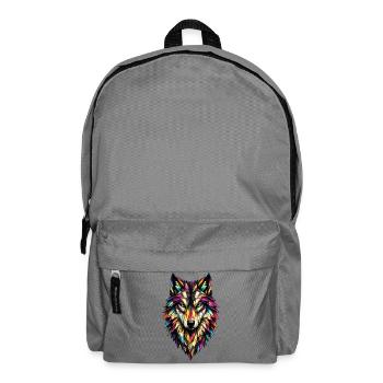 Loup géométrique coloré - Sac à dos - gris éléphant - Devant