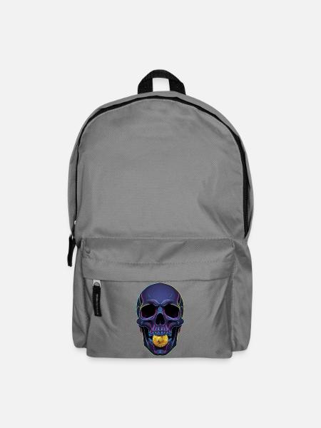 Bitcoin Skull Neon Cyberpunk Krypto Motiv - Rucksack - Mittelgrau